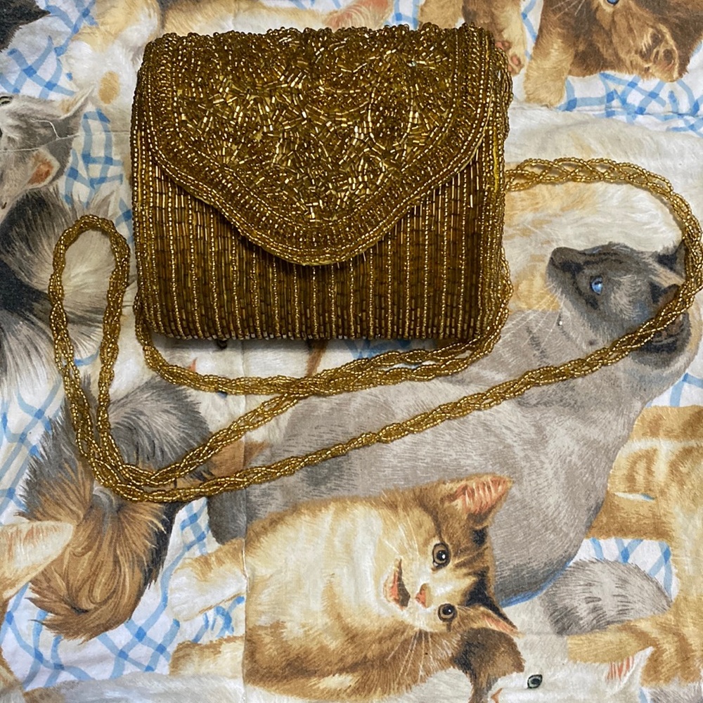 Beautiful vintage gold beaded purse